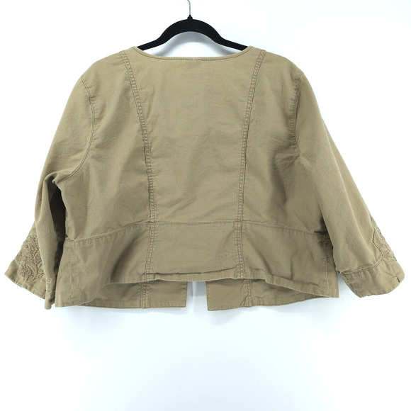 Plus Size Venezia 18/20 Canvas Bolero Embroidered Crop Jacket Blazer 3/4 Sleeve - Picture 8 of 16